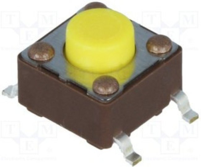 DTSM-62Y-V-B, Микропереключатель, 1, SPST-NO, 0,05A/12ВDC, SMT, 5,2Н, 6,2x6,2мм
