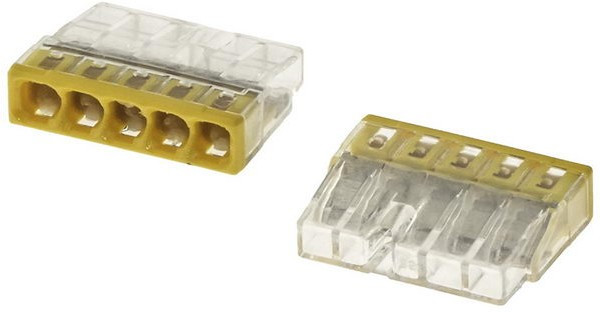 Wago 2273-245 Клемма 5-проводная (0,5-2,5 кв.мм) с пастой желтая (1 шт) Wago 2273-245 Клемма 5-проводная (0,5-2,5 кв.мм) с пастой желтая (1 шт)