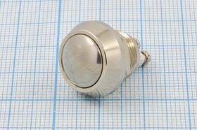 Антивандальный металлический включатель кнопочный без фиксации SPST, OFF-(ON), 36В/2А; №10395 ПКн\ 36\ 2,0\(SPST)\d12\мет\ мет\AV\2C\JS12B-1