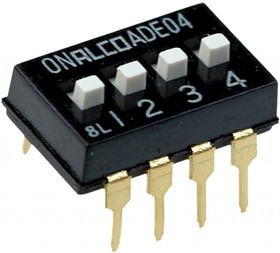 1825057-3, Switch DIP OFF ON SPST 4 Extended Slide 0.1A 24VDC PC Pins 2.54mm Thru-Hole Tube 1825057-3, Switch DIP OFF ON SPST 4 Extended Slide 0.1A 24VDC PC Pins 2.54mm Thru-Hole Tube