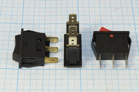 Переключатель клавишный с фиксацией на три положения ON-OFF-ON, SPDT, 250В/15А, красный; №650 R Пкл\\15\ON-OFF-ON\\ чер\кр\\3T\RS103-11C\