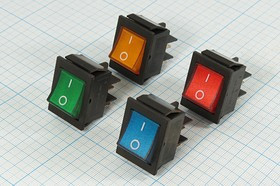 Клавишный выключатель 2-х полюсный с синей подсветкой, 12В/20А,c фиксацией; №1077 b Пкл\12\20\2xON-OFF\\чер\ ILсин\\4T\IRS201-2C12V\