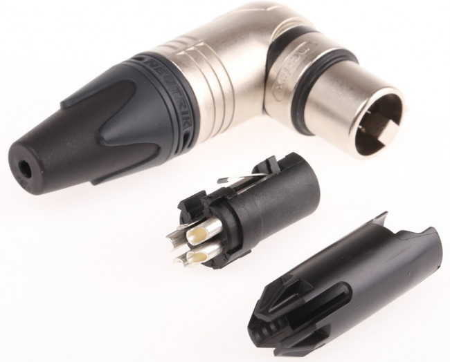 NC4FRX, XLR Connectors 4P FEMALE RT ANGLE NICKEL/SILVER