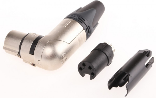 NC4FRX, XLR Connectors 4P FEMALE RT ANGLE NICKEL/SILVER