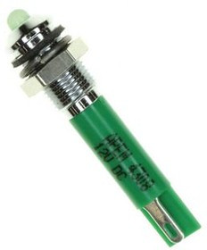 Q6P1CXXG12E, LED Indicator, Solder Lug / Faston 2 x 0.5 mm, Fixed, Green, DC, 12V