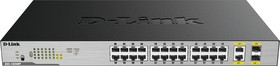 DL-DGS-1026MP/B2A, коммутатор с 24 POE портами 10/100/1000Base-T, 2 комбо-портами 100/1000Base-T/SFP