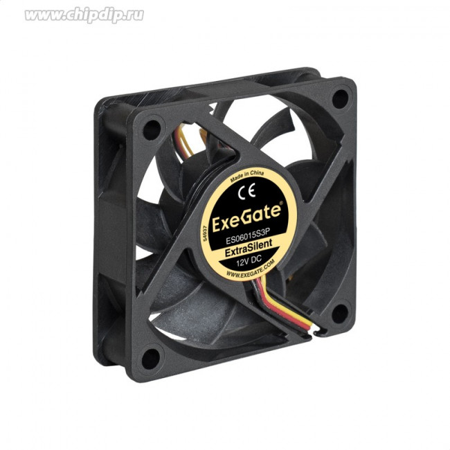 Exegate EX283369RUS Вентилятор ExeGate ExtraSilent ES06015S3P, 60x60x15 мм, подшипник скольжения, 3pin, 2500RPM, 22dBA Exegate EX283369RUS Вентилятор ExeGate ExtraSilent ES06015S3P, 60x60x15 мм, подшипник скольжения, 3pin, 2500RPM, 22dBA