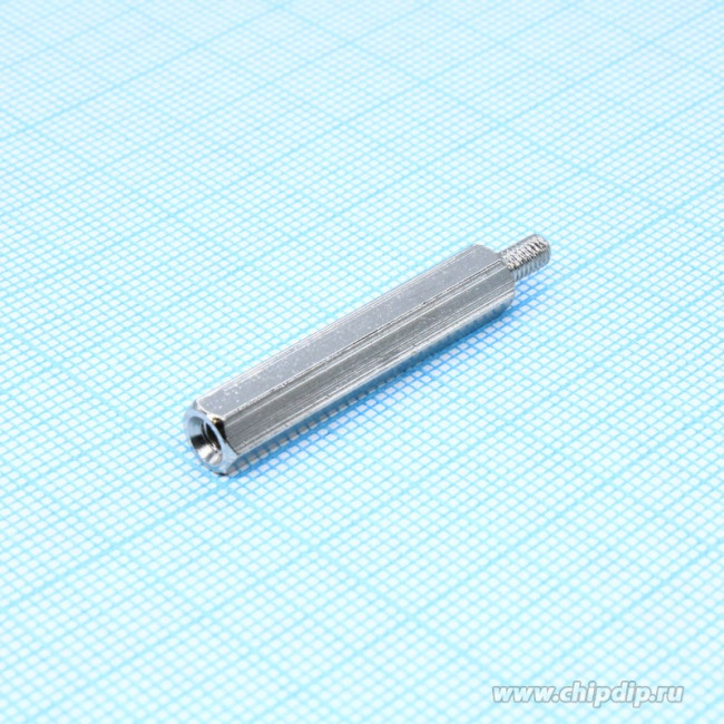 PCHSN-30 (Ni), Стойка для печатных плат, шестигр., латунь, М3, 30мм, никелированные
