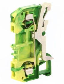 280-907, 2-пров. клемма с заземлением, 0,08 - 2,5 мм2, желто-зелёная