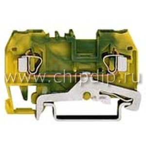 280-907, 2-пров. клемма с заземлением, 0,08 - 2,5 мм2, желто-зелёная