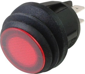 MCR13-244B8-02, Клавишный переключатель, Вкл.-Выкл., DPST, Без Подсветки, Панель, Красный, R13