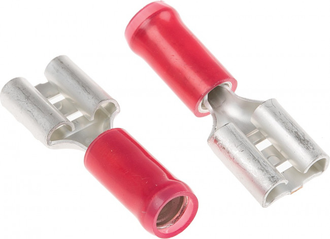 9-160583-5, PIDG FASTON .250 Red Insulated Female Spade Connector, Receptacle, 6.35 x 0.81mm Tab Size, 0.3mm² to