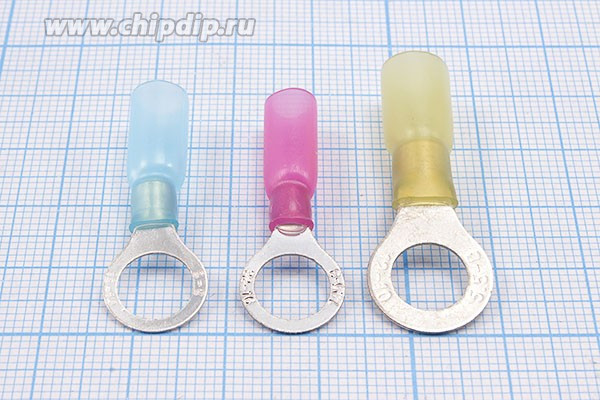 221084R, Наконечник кольцевой ø8.4мм изолированный термоусаживаемый, красный; №15947R клемма"O" d 8,4\0,3\S0,5~1,5\Cu луж\t-усад\кр\\