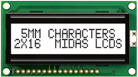 MC21605H6W-GPTLW3.3-V2, 2X16 COB LCD, STN GREY BLACK ON WHITE