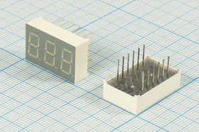 Светодиодный дисплей красный, 7 сегментов, 3 разряда, высота 9,2 мм, 273 мкд, GNT-3631BS; №4654 R СД