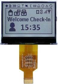 MDCOG128064B6W-FPTLW, Графический ЖК-дисплей, 128 x 64 Pixels, Черный на Белом, 3.1В, Параллельный, Полупрозрачный