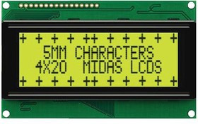 MC42005A6W-SPR-V2, DISPLAY, ALPHANUMERIC, 20X4, NOBACKLIGHT