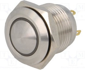 V16-10N-24Y-S, Переключатель антивандальный, Положения 2, SPST-NO, 2A/36ВDC