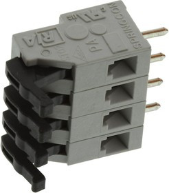 PCB terminal, 4 pole, pitch 5 mm, AWG 28-14, 12 A, spring-clamp connection, gray, AST0250404
