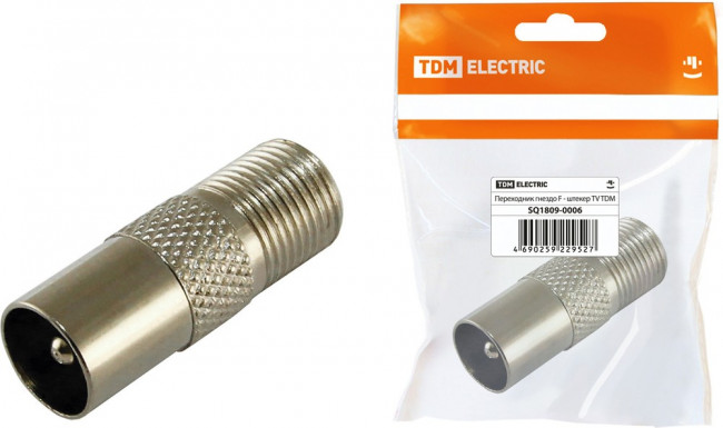 SQ1809-0006, Переходник F гнездо - TV штекер SQ1809-0006, Переходник F гнездо - TV штекер