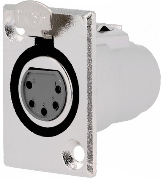 XLR-5G-C, Гнездо, XLR, "мама", PIN 5, пайка, диаметр монтажного отверстия 24мм