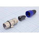 Разъем микрофонный XLR (Canon) гнездо 3 контакта металл с цангой на кабель, белый; № 9311 W гн мик X