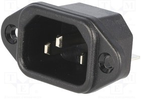 CS-033, Разъем: питания AC, гнездо, "папа", 10А, 250ВAC, IEC 60320, C14 (E)