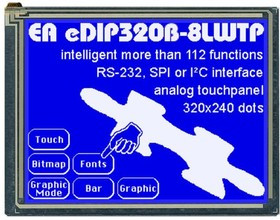 EA EDIP320B-8LWTP, LCD Graphic Display Modules &amp; Accessories Blue/White Contrast With Touch Screen