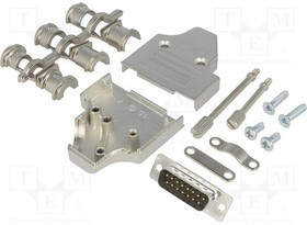 MHDM35-15-DMP-K, Разъем D-Sub; PIN: 15; вилка; "папа"; угловой; пайка; на провод; черный