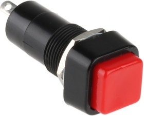 PBS-001B-3, Push Button Switch, Momentary, Panel Mount, 12mm Cutout, SPST, 125/250V ac