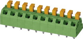 PCB terminal, 3 pole, pitch 5 mm, AWG 24-18, 13.5 A, spring-clamp connection, green, 1864448