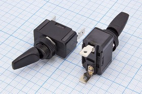 Выключатель рычажный, 220В, 6А, ON-OFF, d12,2, черный, 2T, R13-416A1; №10343 ПРыч\220В\ 6А\ON-OFF\d12,2\чер\ 2T\R13-416A1\