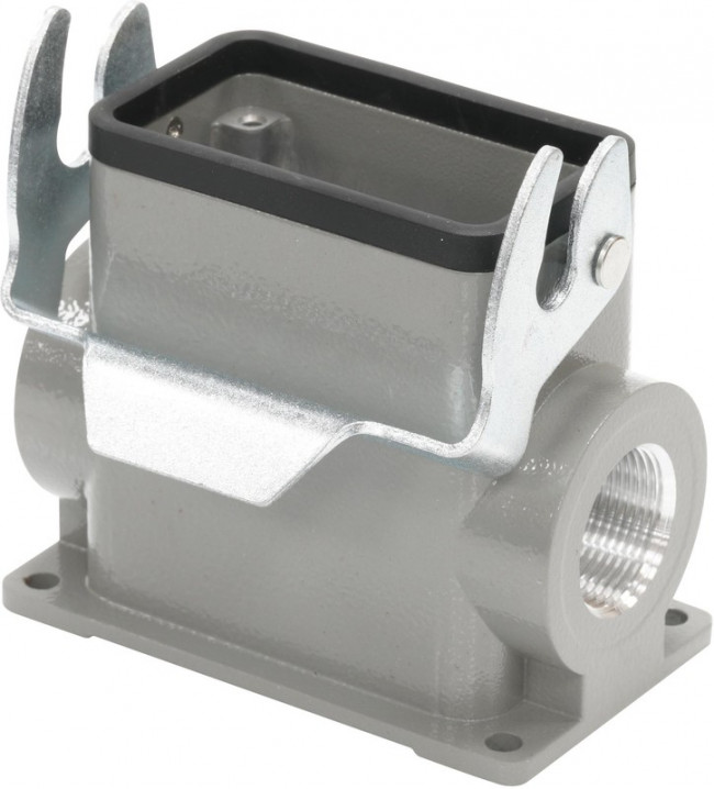 MP009386, Разъем для тяжелых условий, Основа, сквозной монтаж с гайкой, ввод сбоку, Корпус из Алюминия MP009386, Разъем для тяжелых условий, Основа, сквозной монтаж с гайкой, ввод сбоку, Корпус из Алюминия