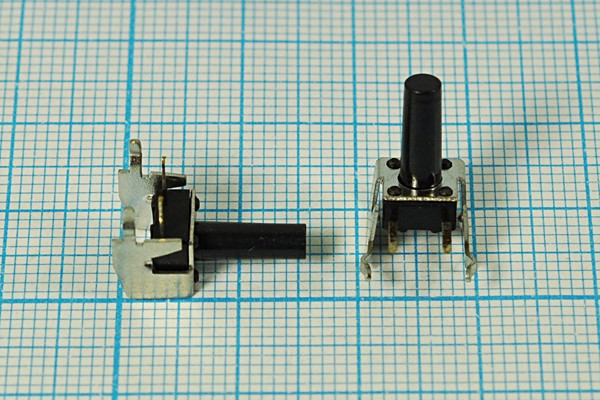 Переключатель тактовый, угловой, 7.4x 6.2x13 мм, 2 вывода +2 вывода корпуса; №2506 P ПКнТакт 7,4x 6,2x13\h 8,9\угл\\\2P+ 2Pкорп\TC-0202