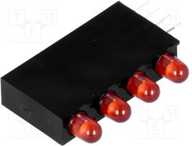 H30D-4SD, LED; в корпусе; красный; 3мм; Кол-во диод: 4; 20мА; 80°; 1,5?2,4В