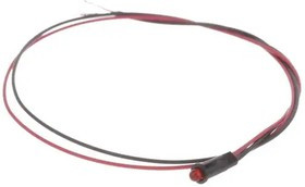 558-0101-027F, LED Panel Mount Indicators Red Panel Mount 14in lead, PVC Free