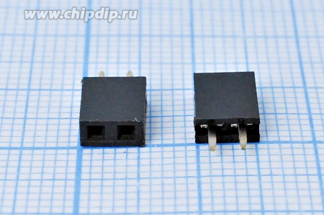 Разъем PBS-1x 2 розетка, шаг P2.54, контакты 2P, h-8.4, монтаж на плату Разъем PBS-1x 2 розетка, шаг P2.54, контакты 2P, h-8.4, монтаж на плату