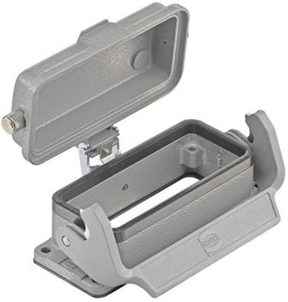 09300160318, Bulkhead Housing 180° 16B Shell Size Powder Die Cast Aluminum Single Lock Han® 09300160318, Bulkhead Housing 180° 16B Shell Size Powder Die Cast Aluminum Single Lock Han®