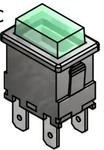 PB1973GBLKGILEF4, Pushbutton Switches ILLUM PUSHBUTTON DPST 15A 250V