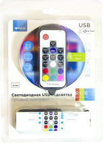 10-70, ТВ подсветка, комплект светодиодной ленты, RGB, 5В, 7.2Вт/м, 30SMD(5050)/м, IP20, 2*0.5м