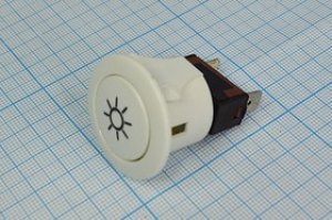Переключатель кнопочный, d24, 220В, 10А, ON-OFF, белый, контакты 2T, SW2503
