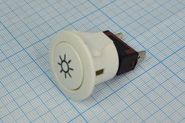 Переключатель кнопочный, d24, 220В, 10А, ON-OFF, белый, контакты 2T, SW2503
