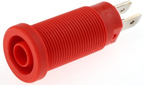 XEB-1R-22, Гнездо; "банан" 4мм; 37мм; красный; никелированные; Мат-л: латунь