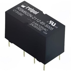 RSM822N211285S005, Реле: электромагнитное, DPDT, Uобмотки: 5ВDC, 0,6A/125ВAC, 2А, PCB