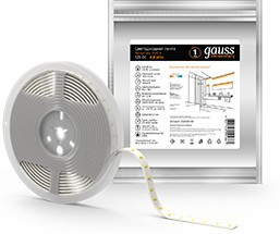 Gauss Лента LED Elementary 2835 -SMD 4.8W 12V DC теплый белый IP66 (ZIP bag 5m)