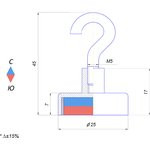 Крючок на неодимовом магните Е25 (М5), белый