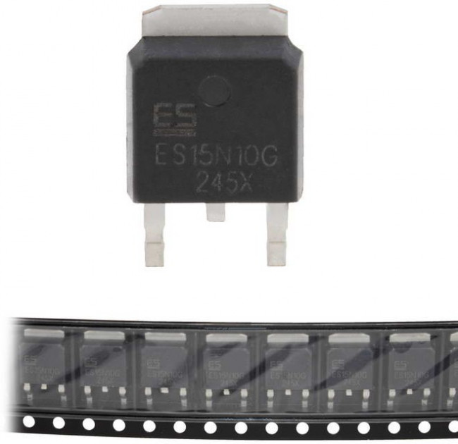 ES15N10G, полевой транзистор (MOSFET), N-канал, 100 В, 12 А, 85 мОм, TO-252 (DPAK)