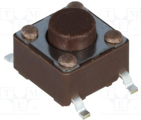 DTSM-62N-V-B, Микропереключатель, 1, SPST-NO, 0,05A/12ВDC, SMT, 1,6Н, 6,2x6,2мм