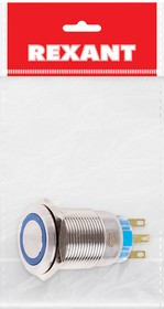 36-3421, Кнопка антивандальная ø19 12В(LED) Фикс (5с) OFF-ON/ON-OFF подсв/синяя 36-3421, Кнопка антивандальная ø19 12В(LED) Фикс (5с) OFF-ON/ON-OFF подсв/синяя