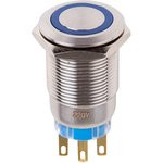 36-3421, Кнопка антивандальная ø19 12В(LED) Фикс (5с) OFF-ON/ON-OFF подсв/синяя 36-3421, Кнопка антивандальная ø19 12В(LED) Фикс (5с) OFF-ON/ON-OFF подсв/синяя